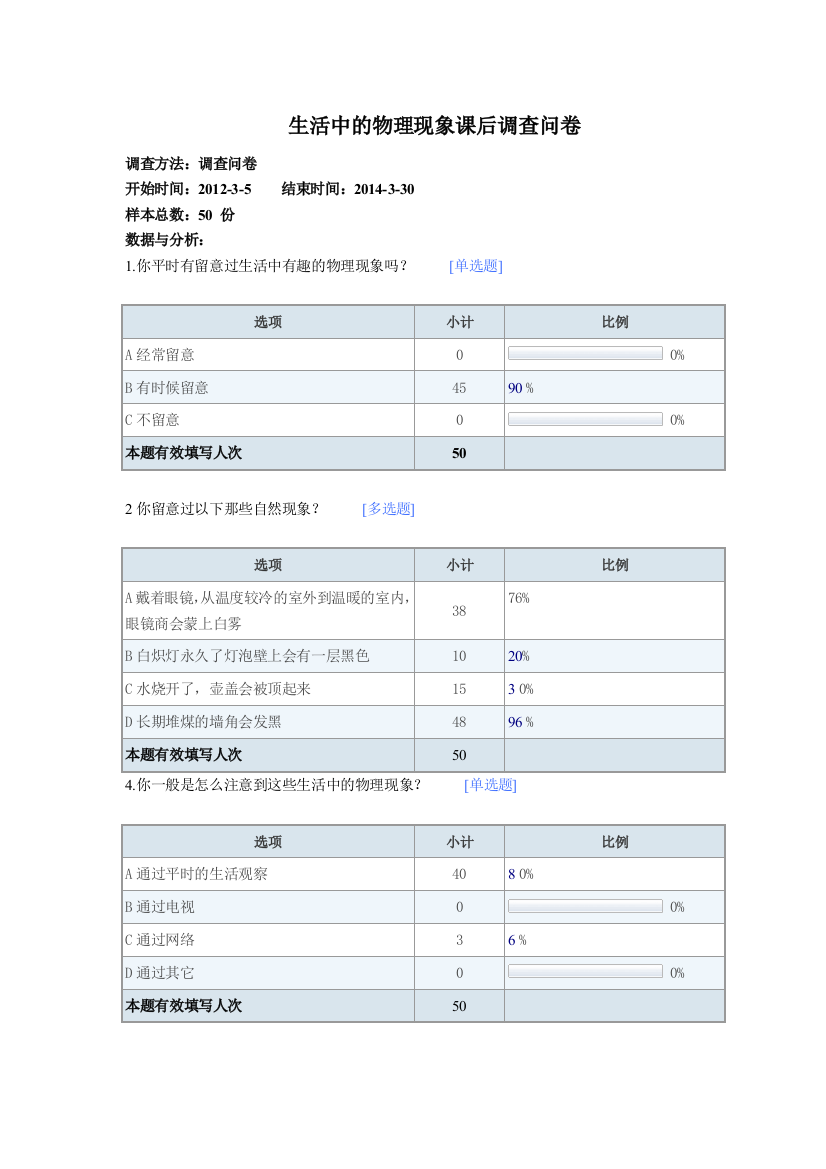 生活现象调查报告－默认报告