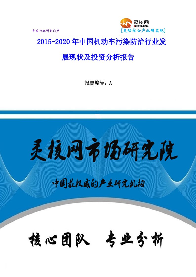 中国机动车污染防治行业市场分析与发展趋势研究报告灵核网