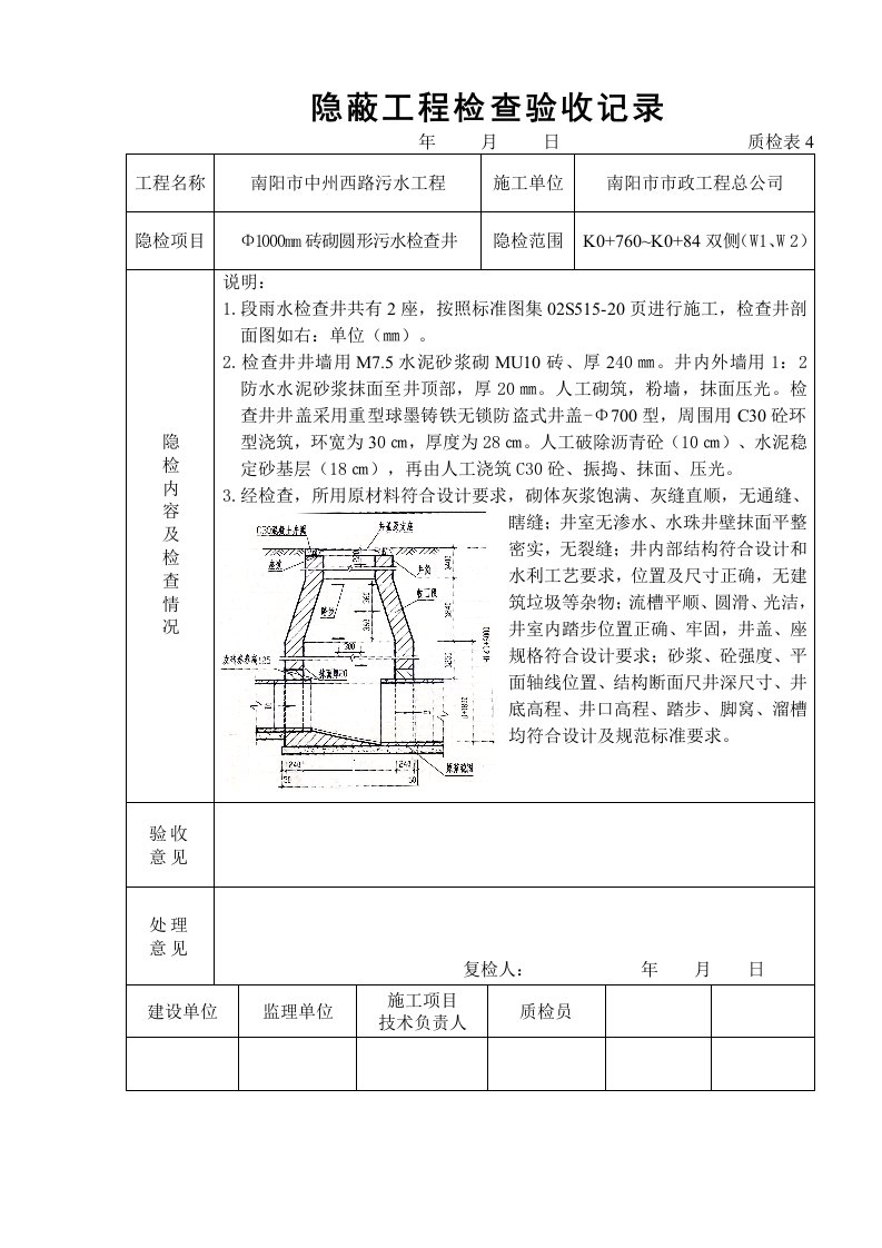 雨水检查井隐蔽