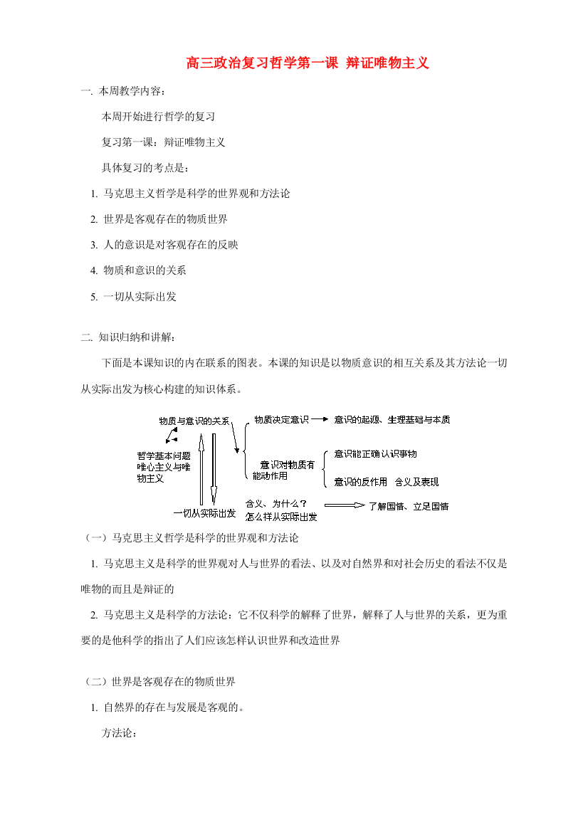 高三政治复习哲学第一课