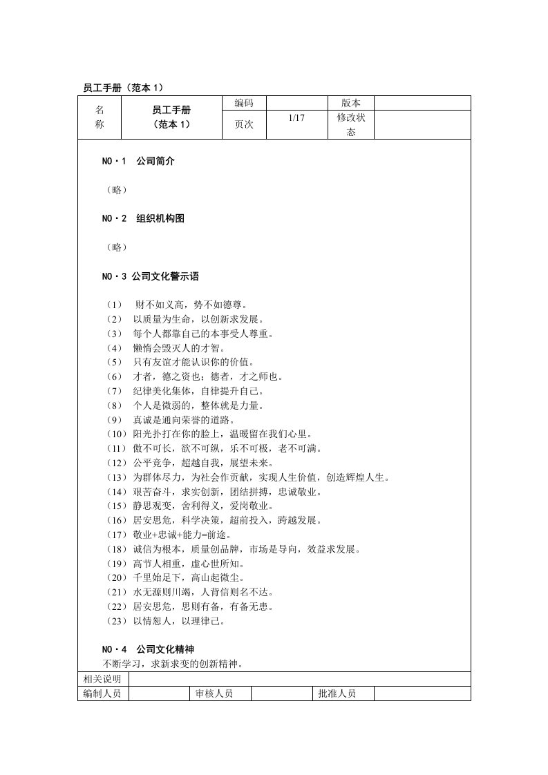 外资企业员工手册样本[001]