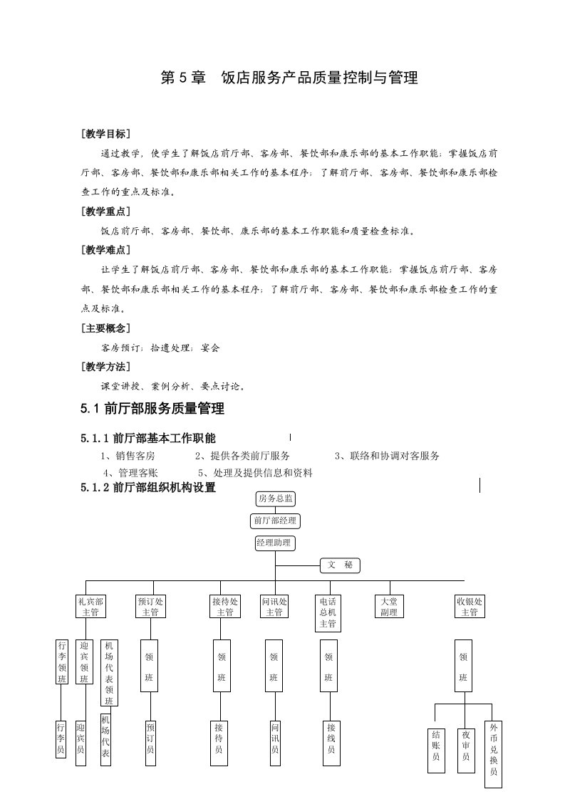 精选第5章饭店服务产品质量控制与管理