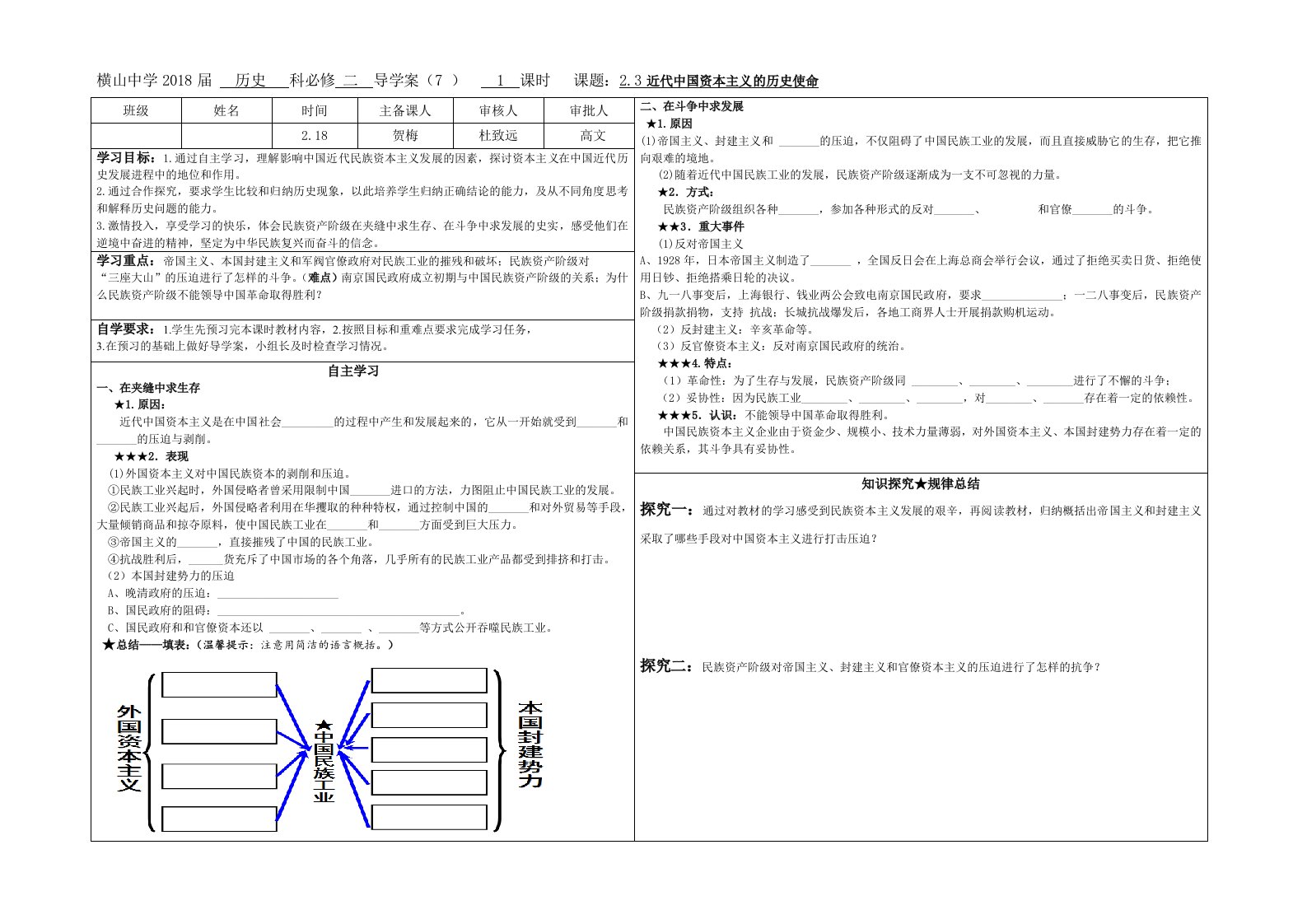 附答案23(学案)近代中国资本主义的历史使命