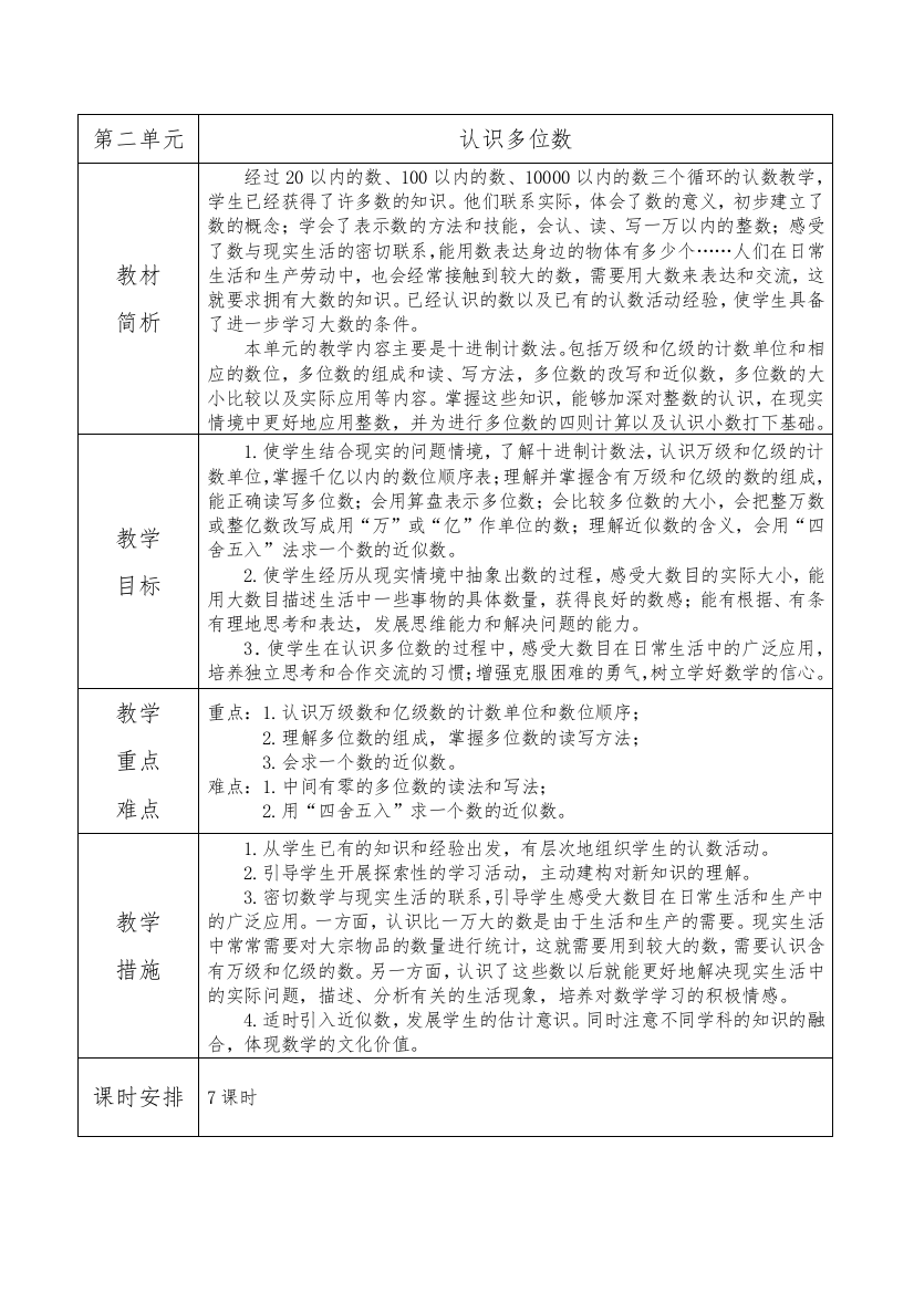 苏教版四下数学第二单元-教材分析公开课教案课件课时作业课时训练