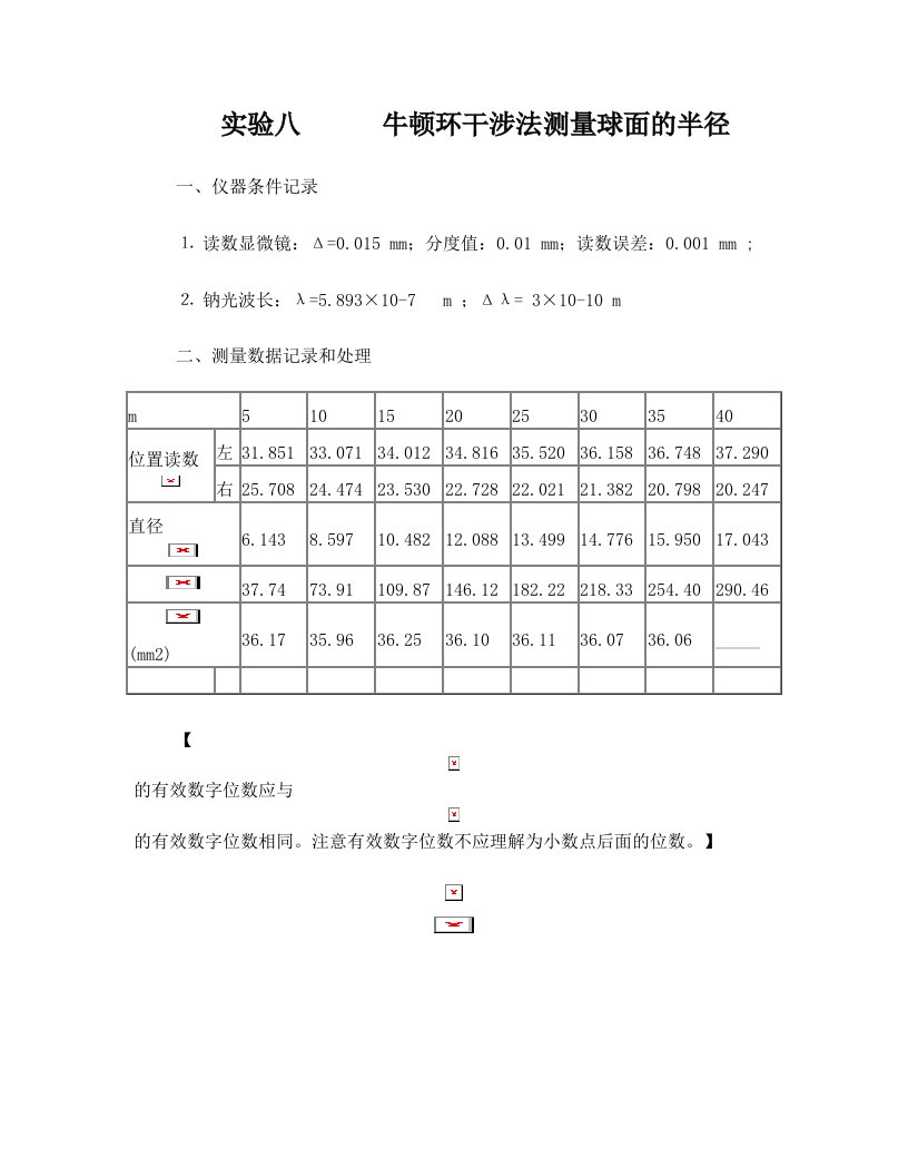 牛顿环干涉法测量球面的半径