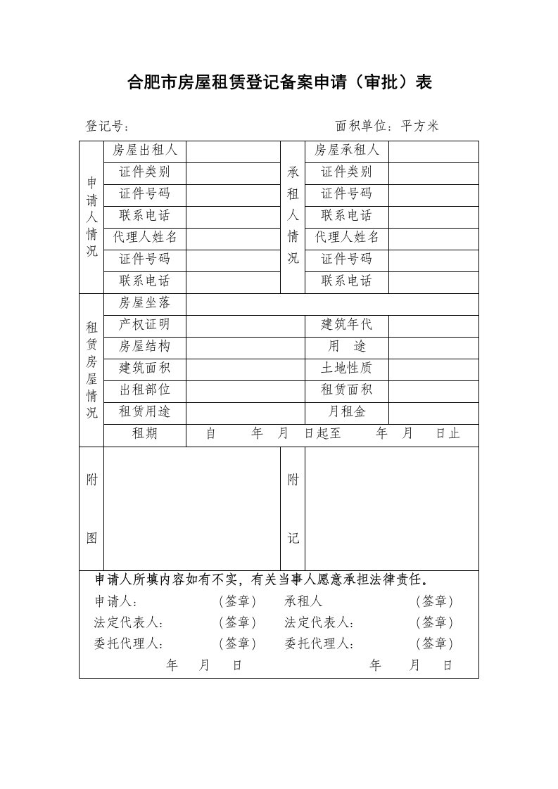 合肥市房屋租赁登记备案申请（审批）表.doc