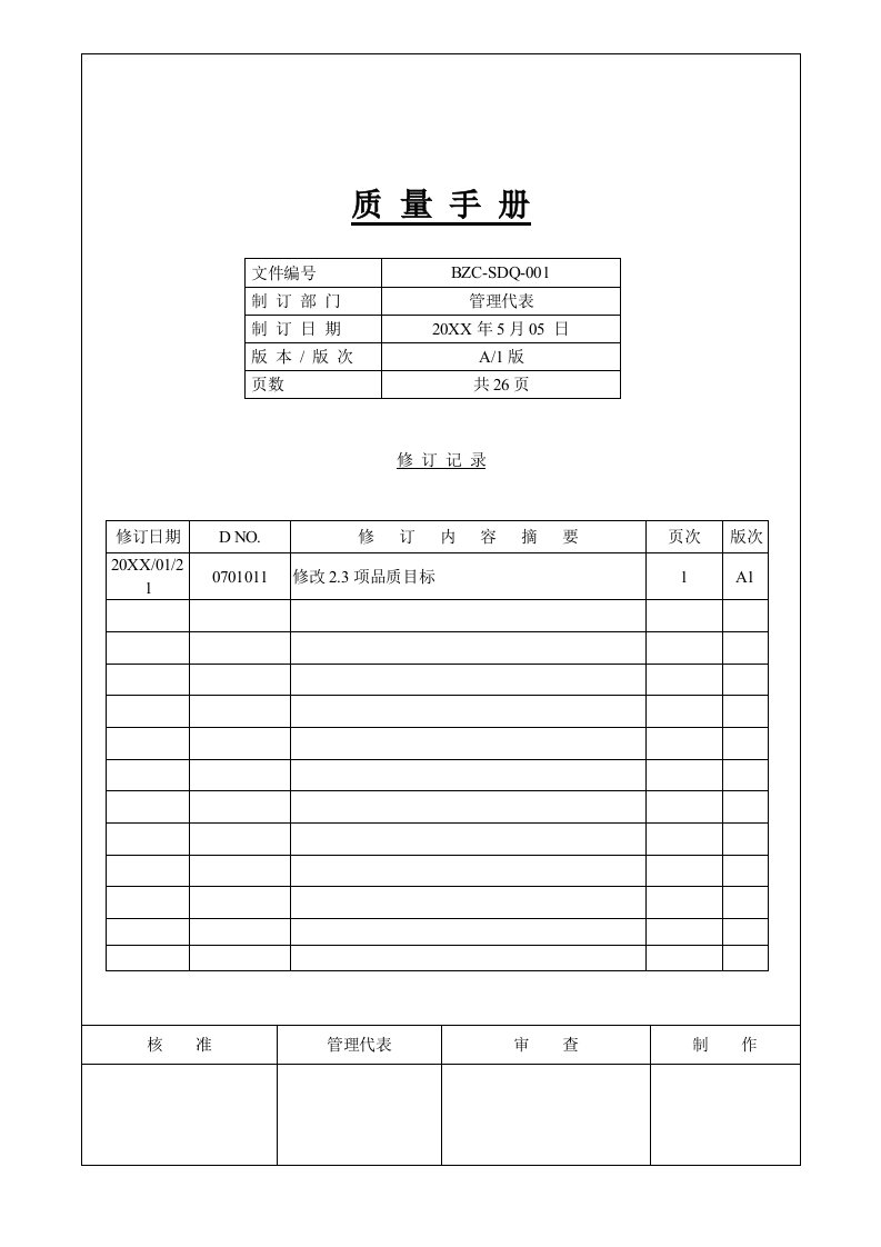 ISO91TS16949二合一质量手册