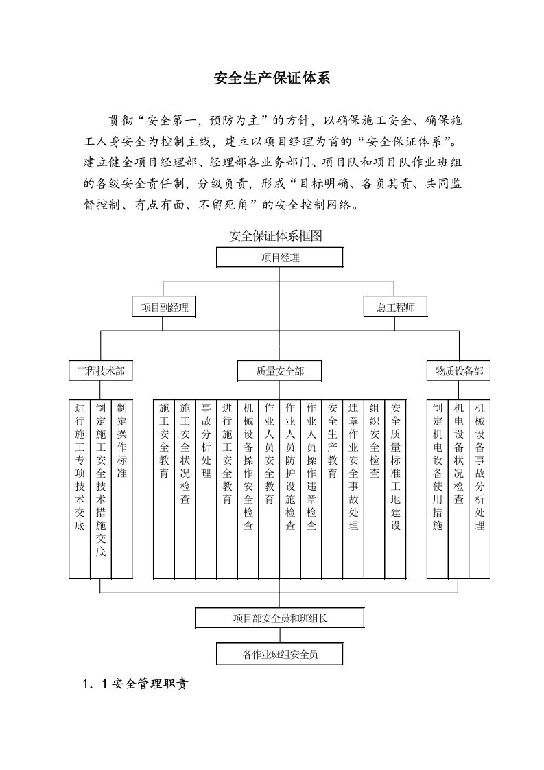 工程建筑施工工程安全保证体系