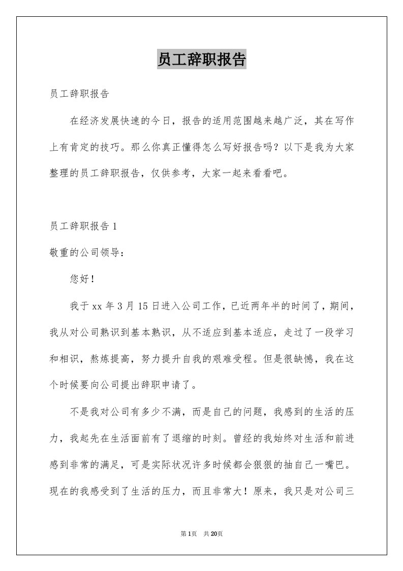 员工辞职报告例文67