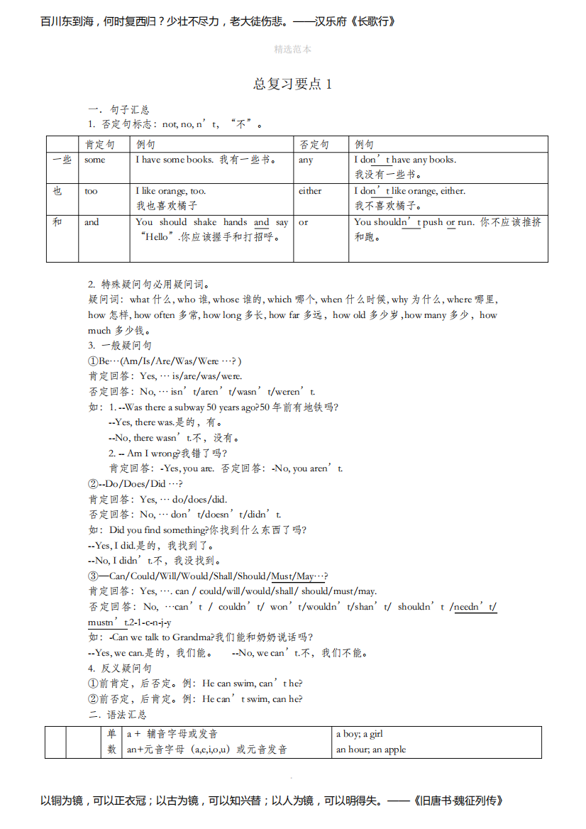 六年级英语上册总复习知识点总结牛津上海版(深圳用)