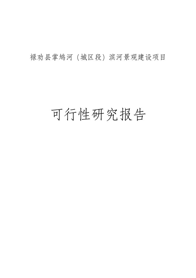 禄劝县掌鸠河（城区段）滨河景观建设项目可行性研究报告