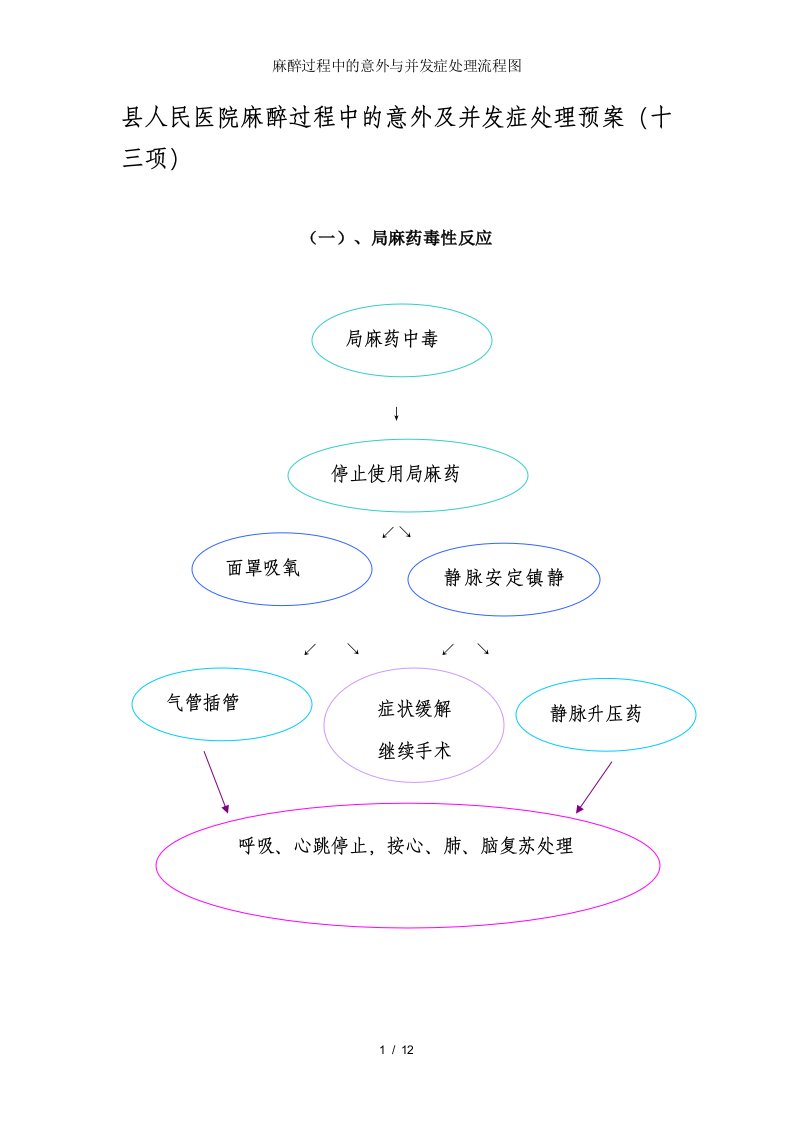 麻醉过程中的意外与并发症处理流程图