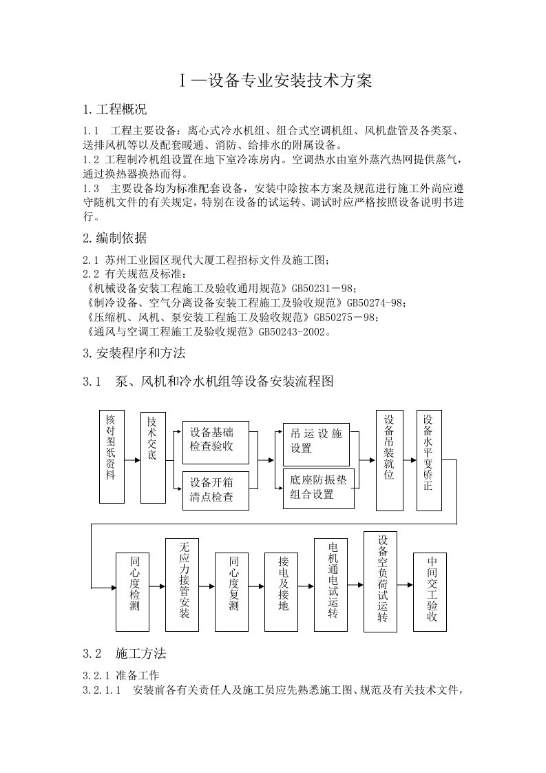 设备专业安装技术方案