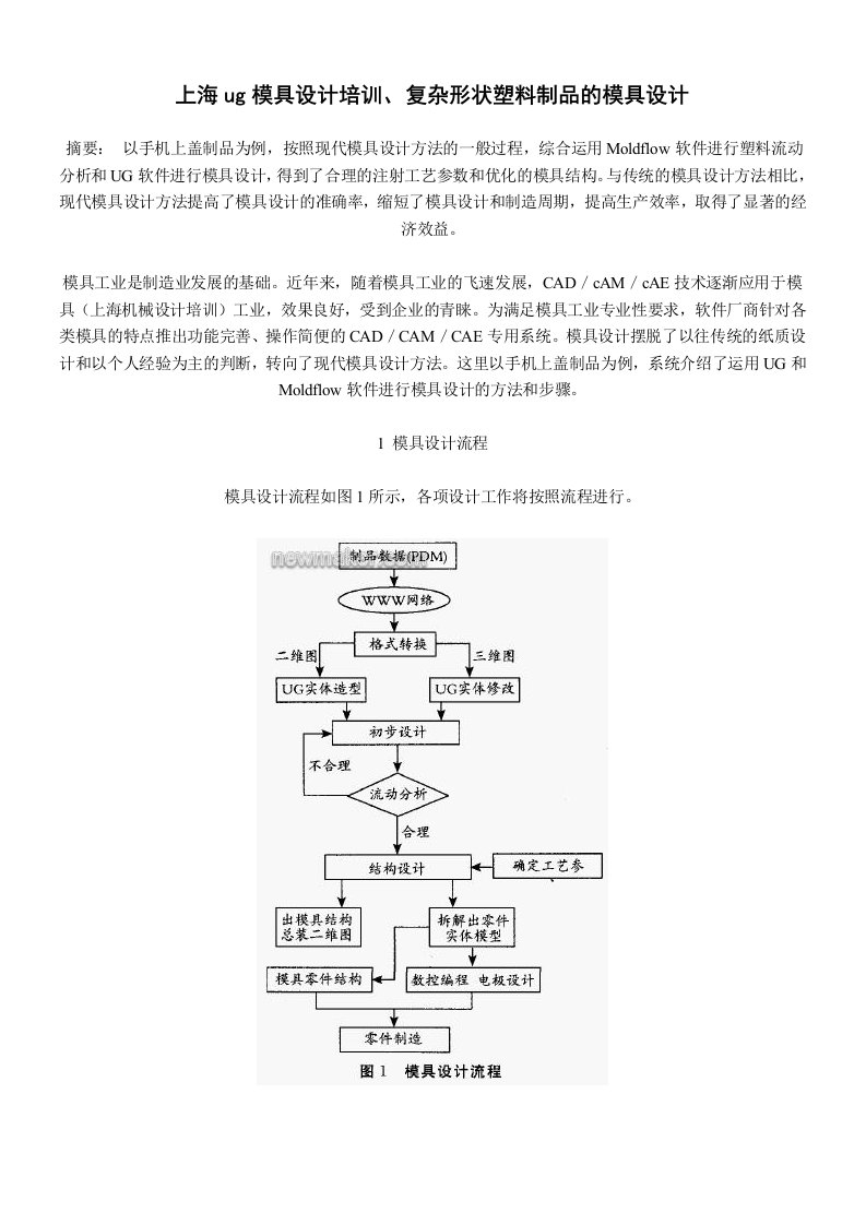 上海UG模具设计培训、复杂形状塑料制品的模具设计