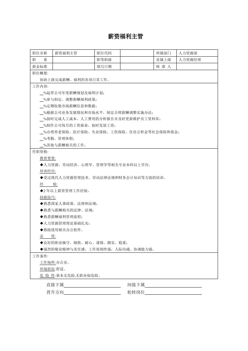 精品文档-薪资福利主管