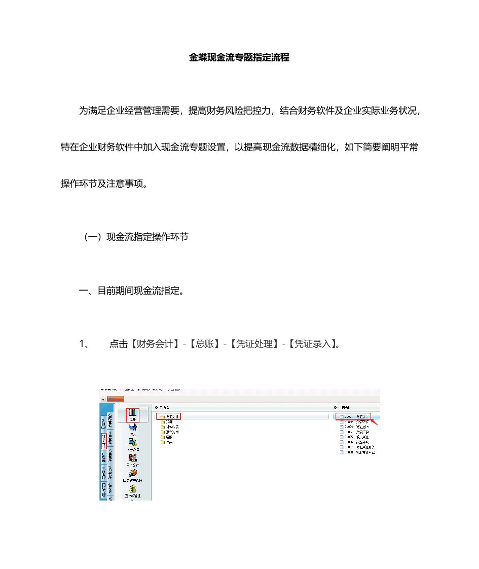 金蝶现金流指定操作手册