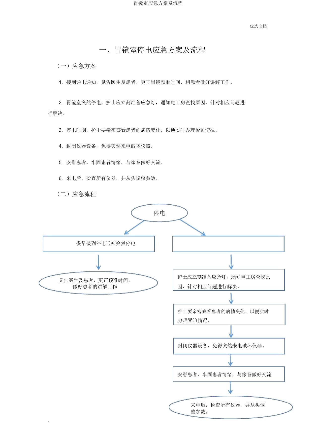 胃镜室应急预案及流程