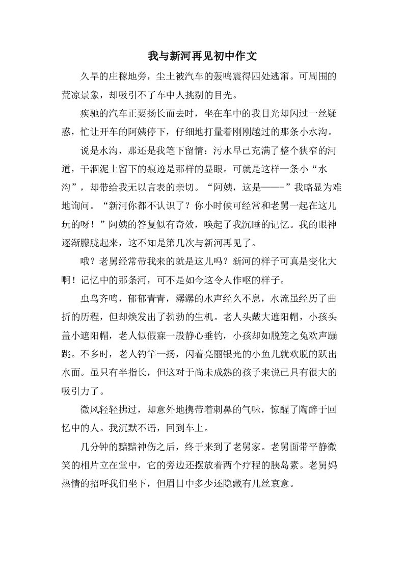 我与新河再见初中作文