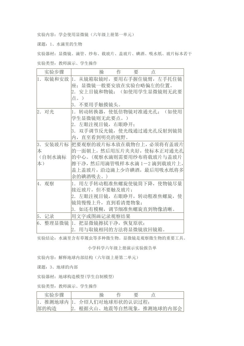 科学实验报告单