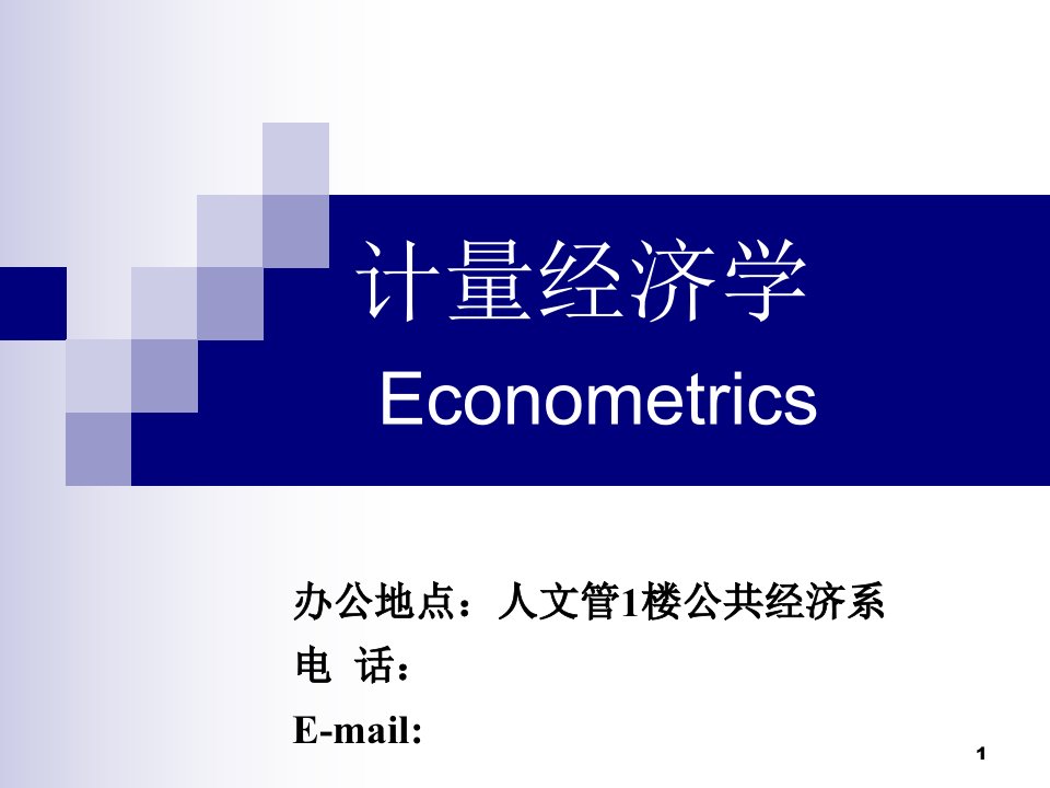 计量经济学Econometrics