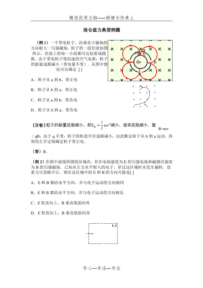 洛伦兹力经典例题(有解析)(共13页)