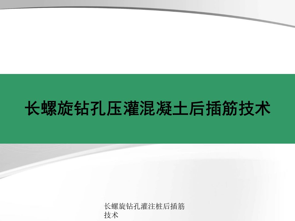 长螺旋钻孔灌注桩后插筋技术(经典实用)