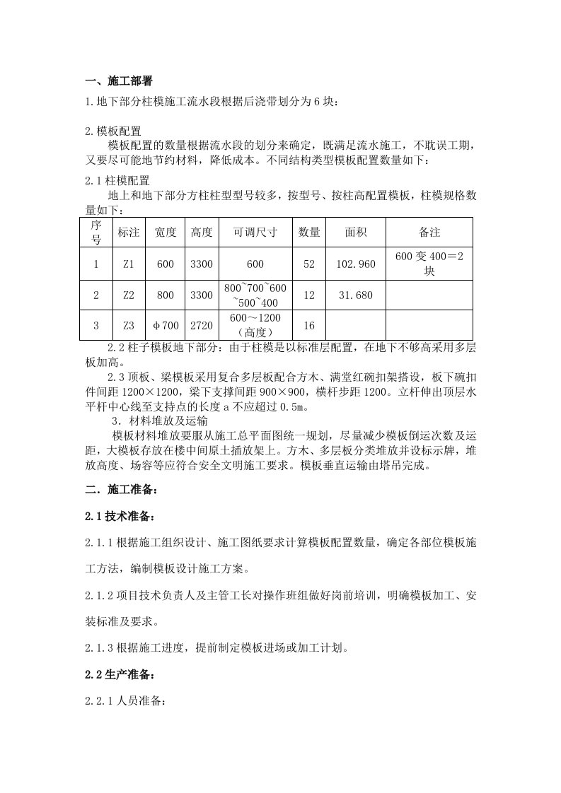 综合楼模板工程技术交底1