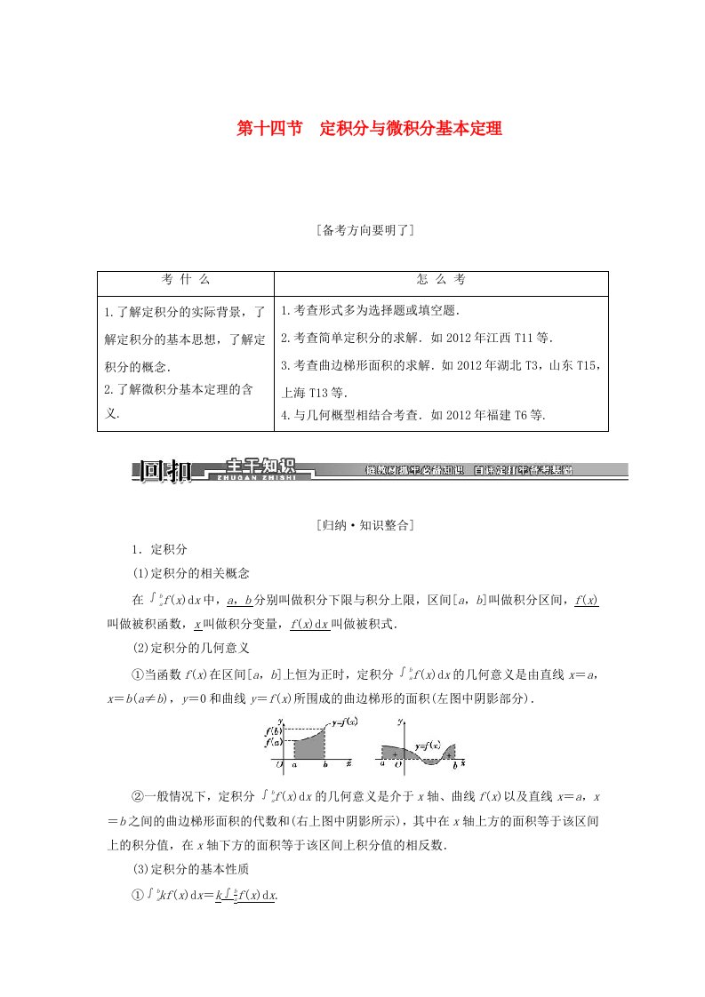 高考数学一轮汇总训练《积分与微积分基本定理》理新人教A