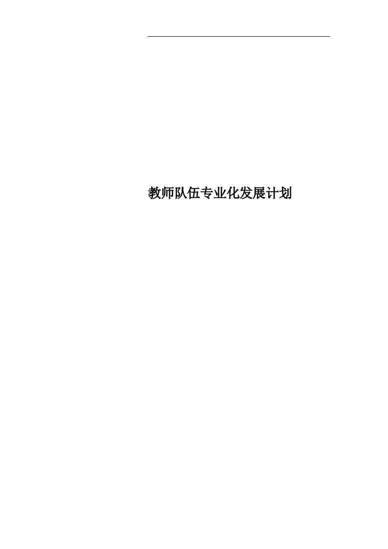 教师队伍专业化发展计划