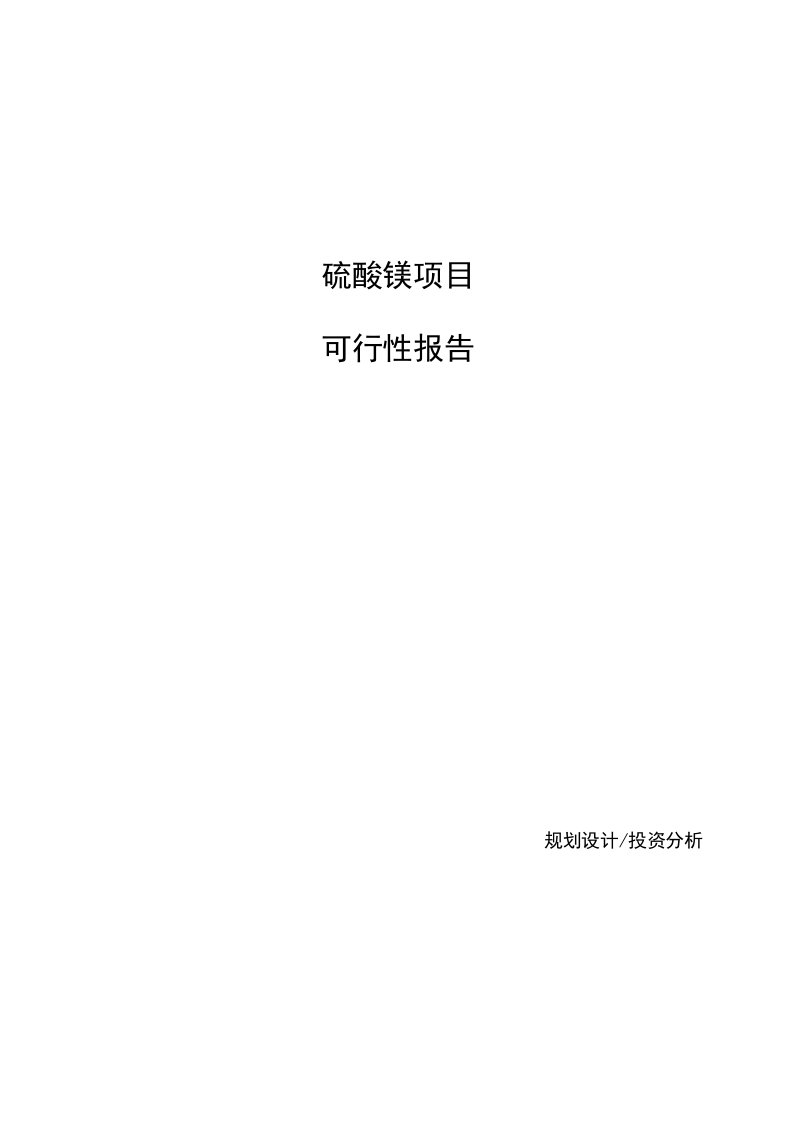 硫酸镁项目可行性报告案例参考分析(立项备案)