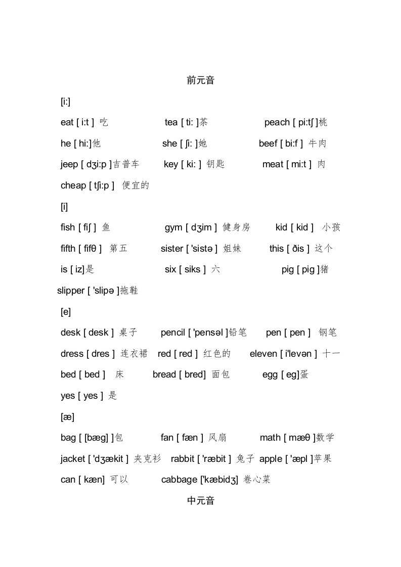 小学英语音标学习讲义资料