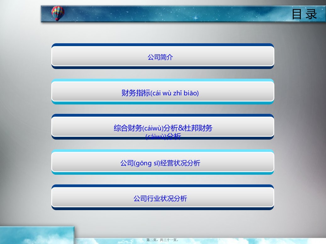 公司经营与财务状况分析报告共31张PPT