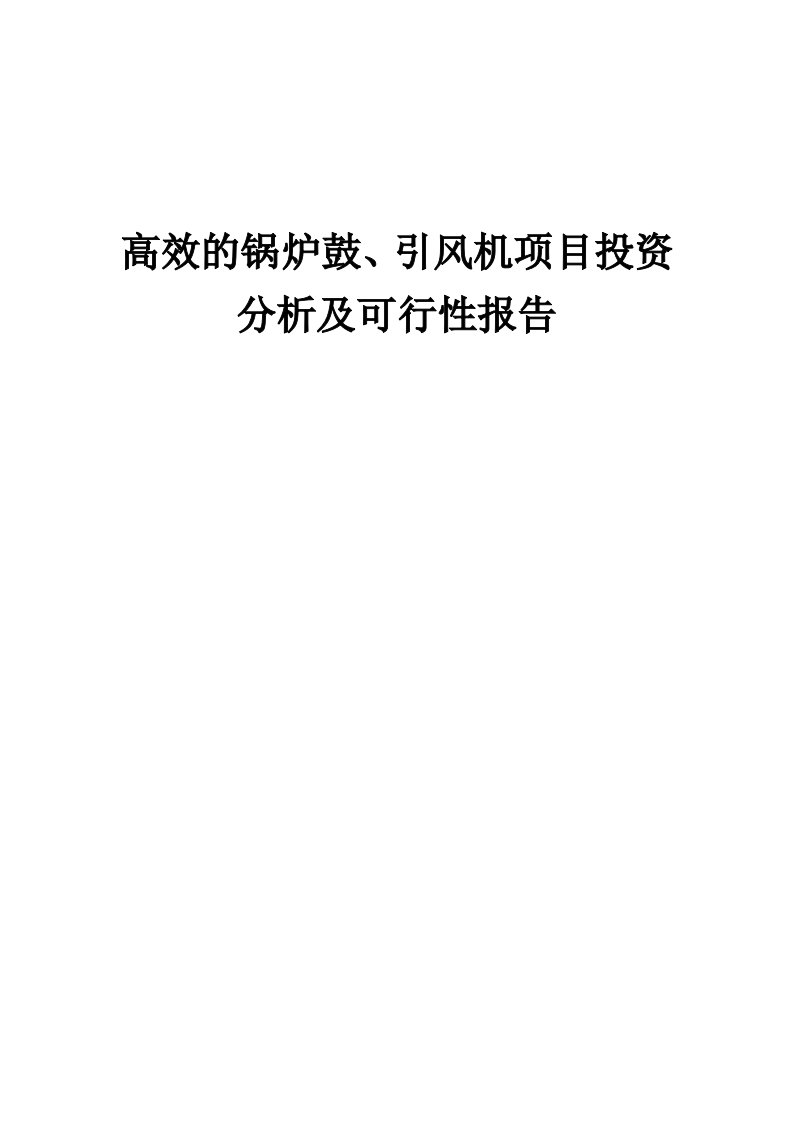 高效的锅炉鼓、引风机项目投资分析及可行性报告