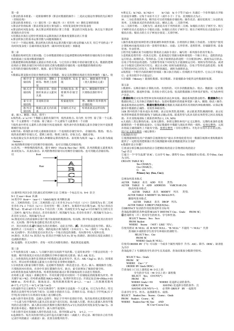 软件技术基础要点总结