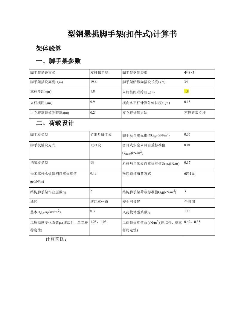 型钢悬挑脚手架(扣件式)计算书