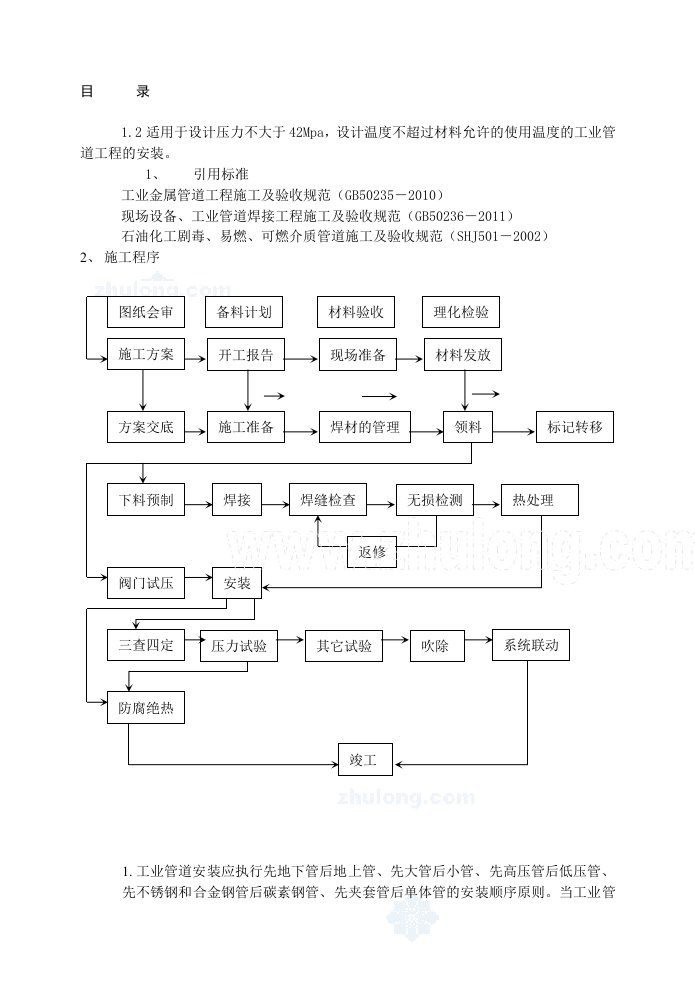 标准工业管道安装工艺