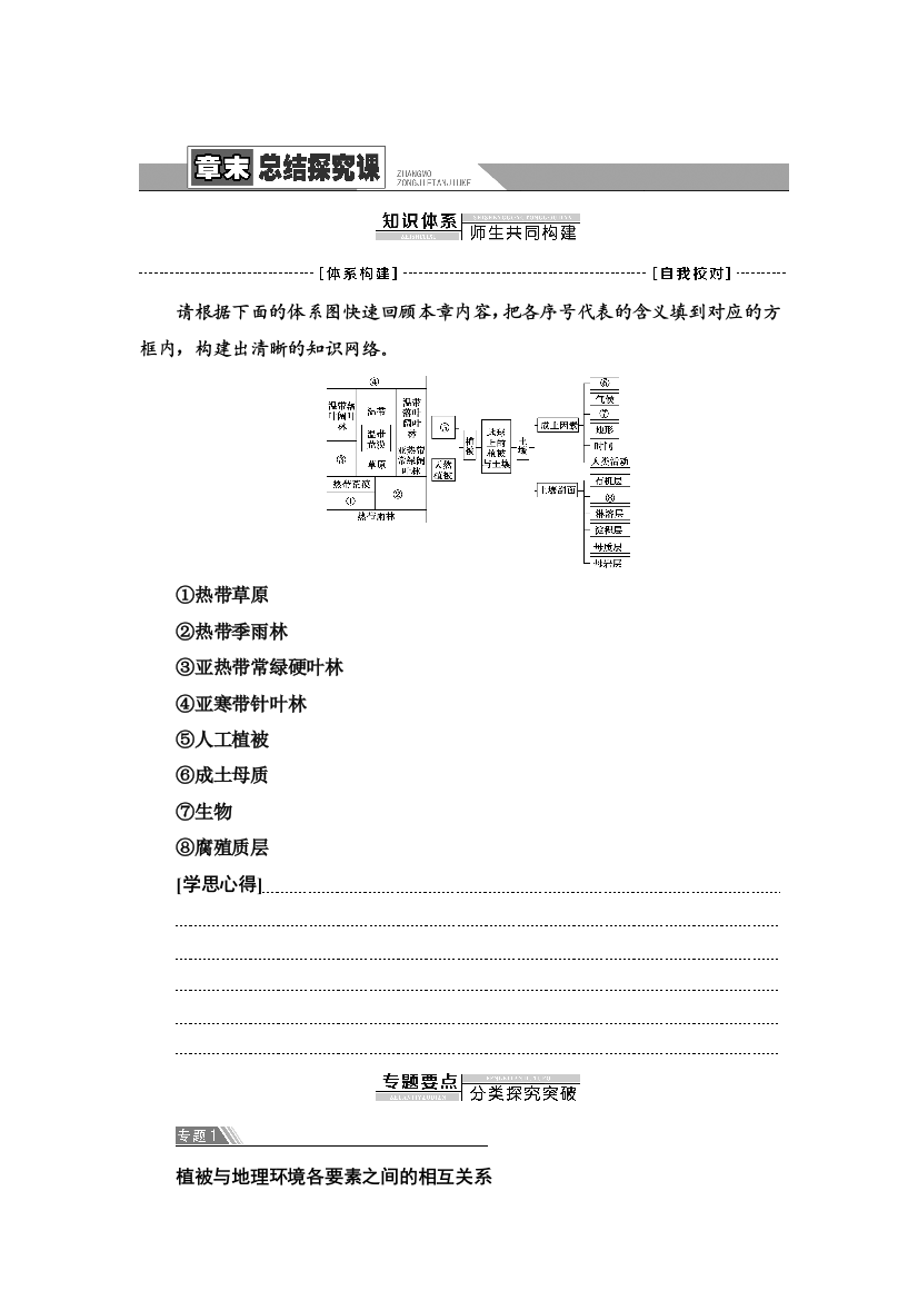 新教材2021-2022学年湘教版地理必修第一册学案：第5章