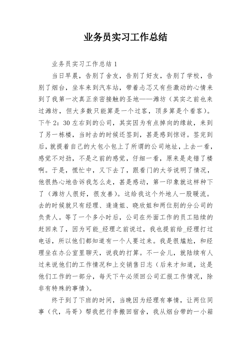 业务员实习工作总结_2