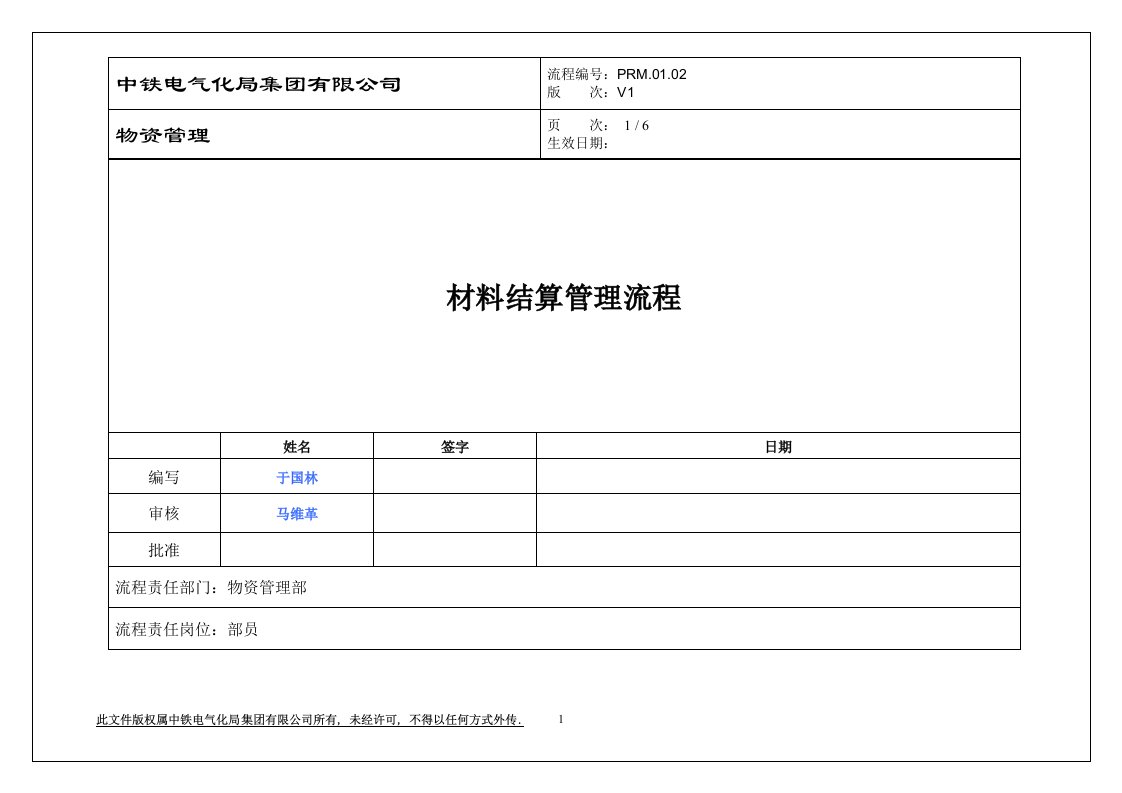 材料结算管理流程