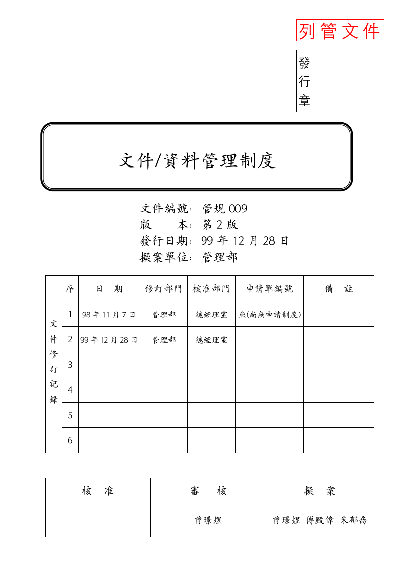 管规009文件资料管理制度