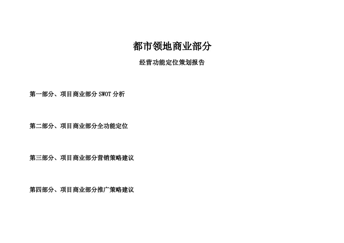 精选领地商业部分经营功能定位策划报告