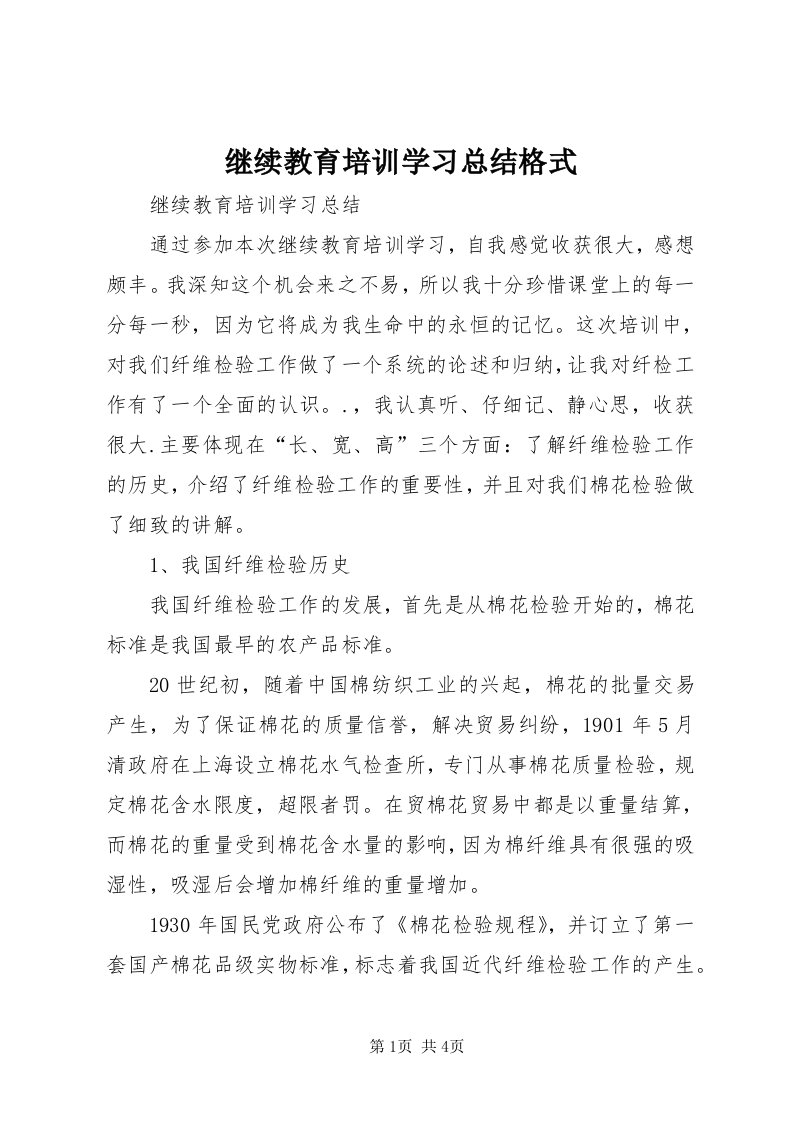 3继续教育培训学习总结格式