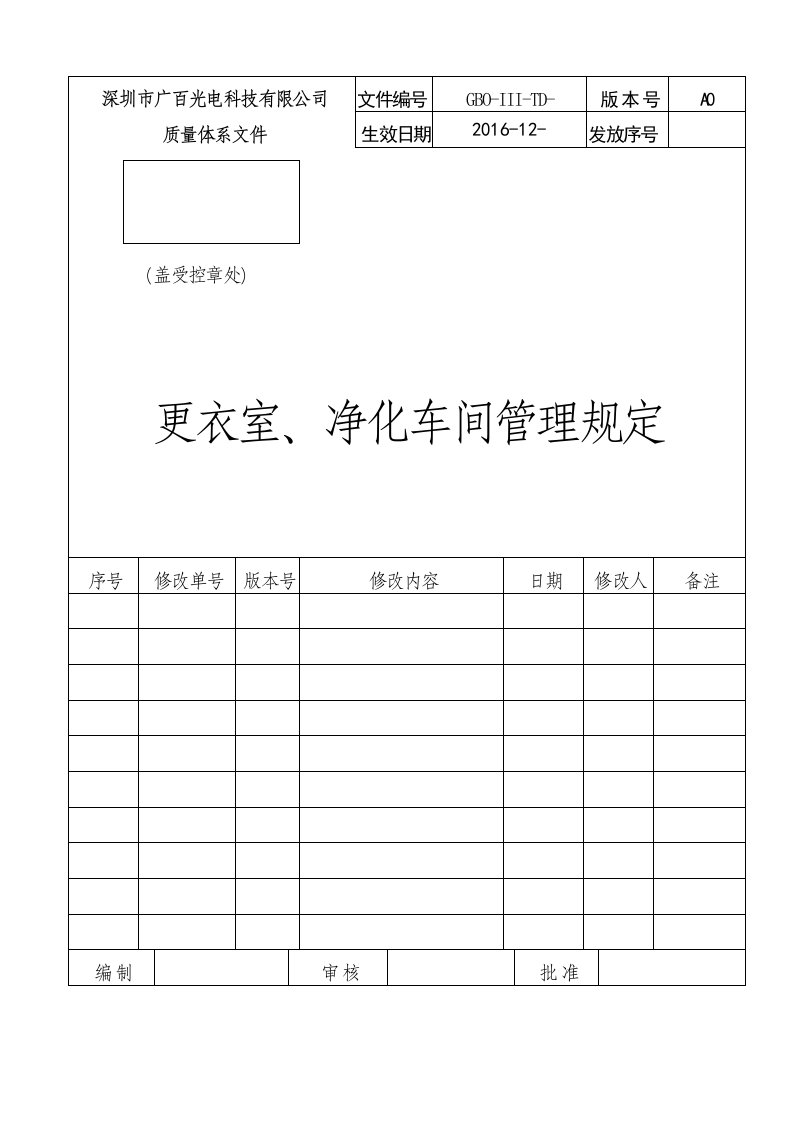 更衣室、净化车间管理规定1