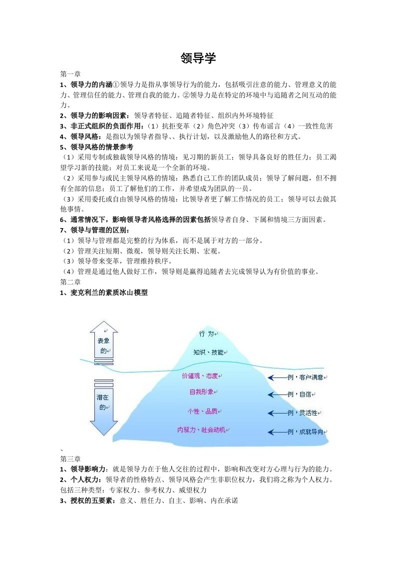 领导学复习资料整理