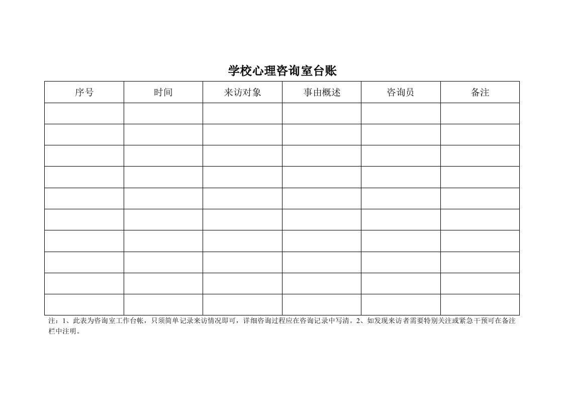 学校心理咨询室台账