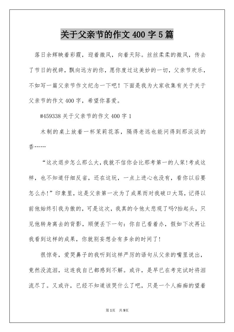 关于父亲节的作文400字5篇