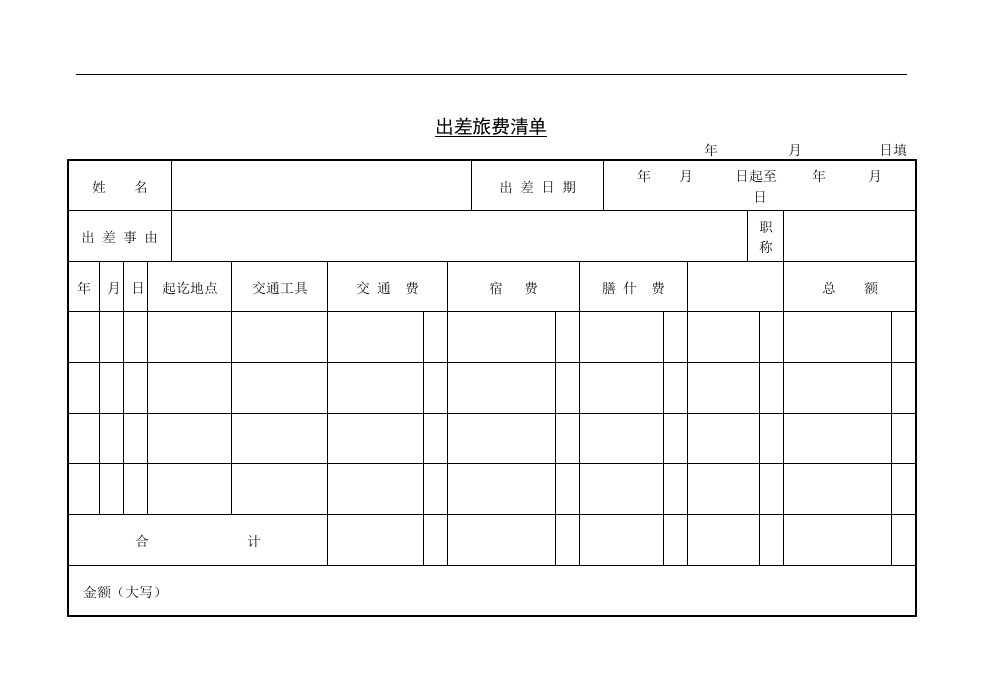 【管理精品】第四节出差旅费清单