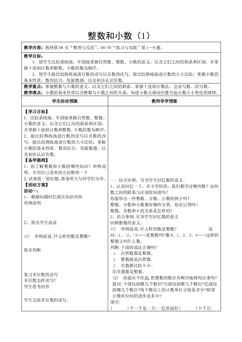 【苏教版】六年级数学下册全册教案总复习-数与代数