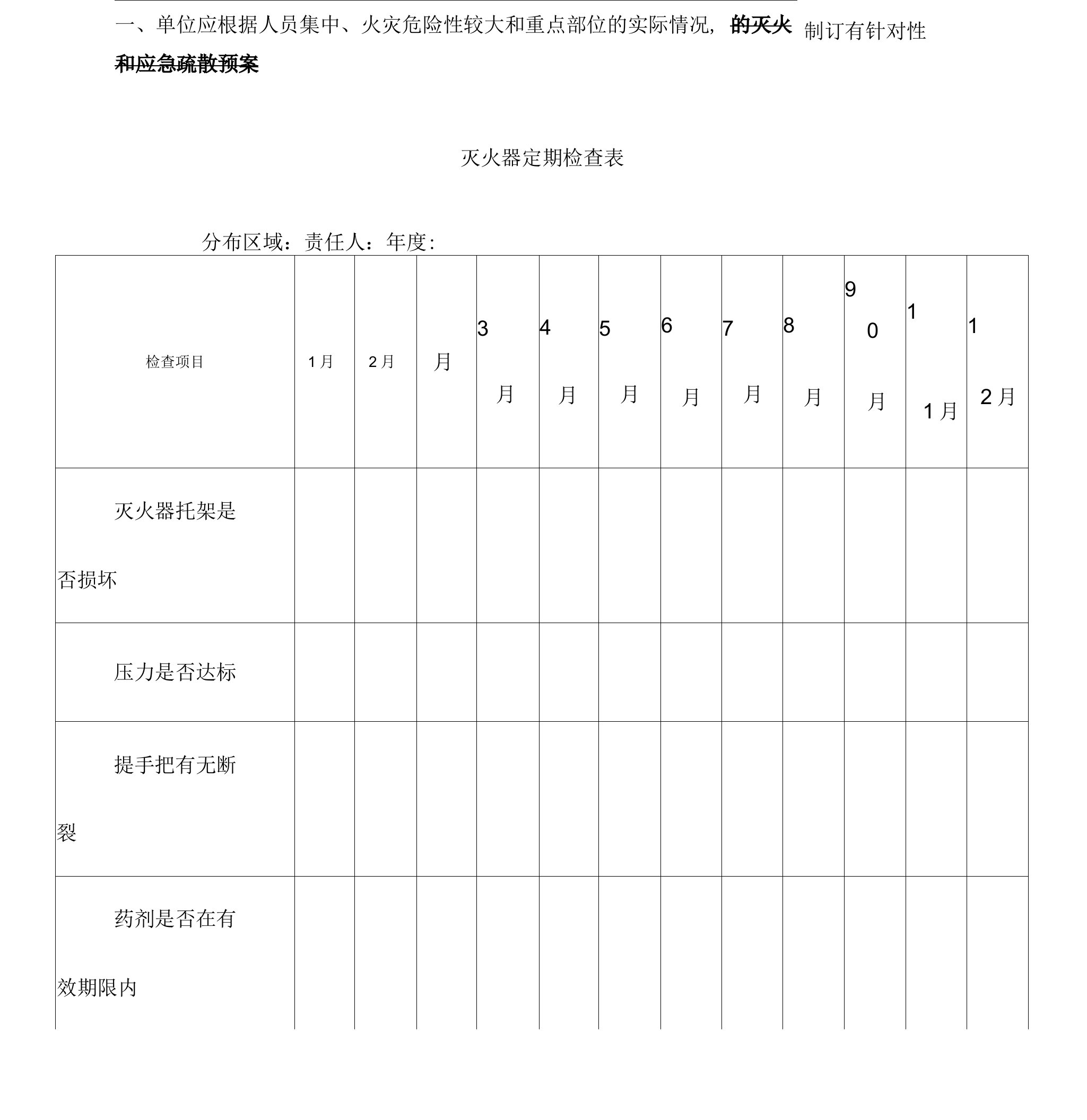 灭火器消防栓检查表