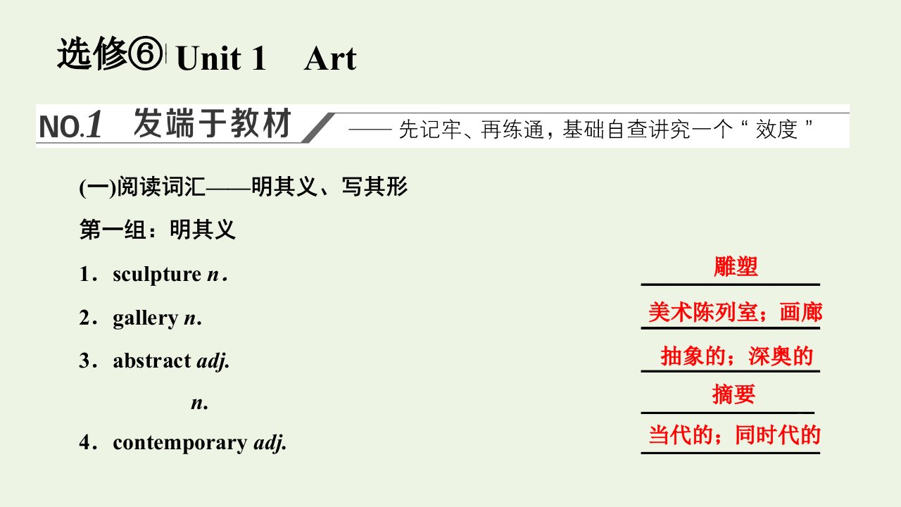 2022高考英语一轮复习Unit1Art课件新人教版选修6